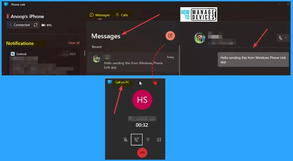 Windows Phone Link for iPhone | Get iPhone Notifications on Windows PC | Make Phone Calls. fig.2