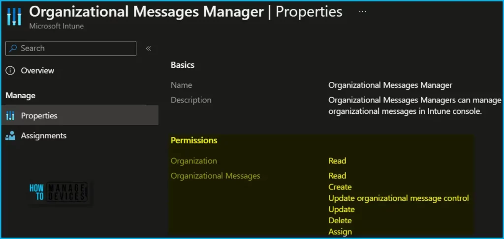 Control Organizational Message from Intune RBAC Role Fig.3