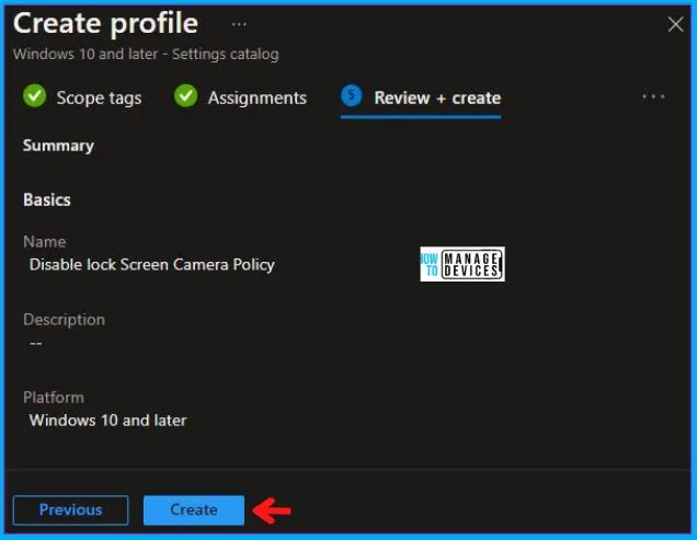 Disable Lock Screen Camera Policy Using Intune Fig.8