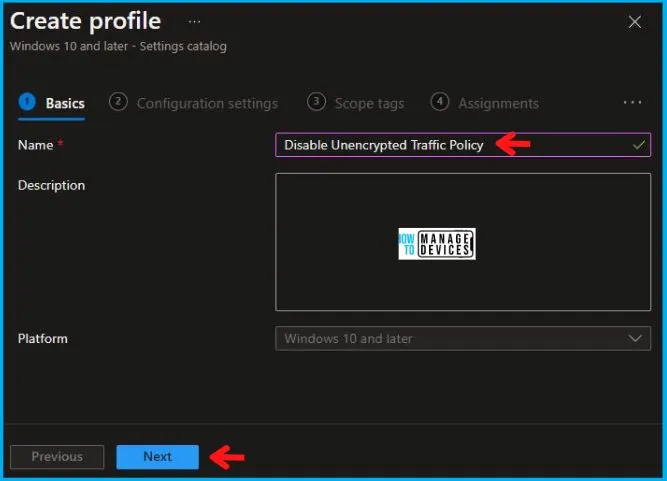 Disable Unencrypted Traffic Using Intune Fig.3