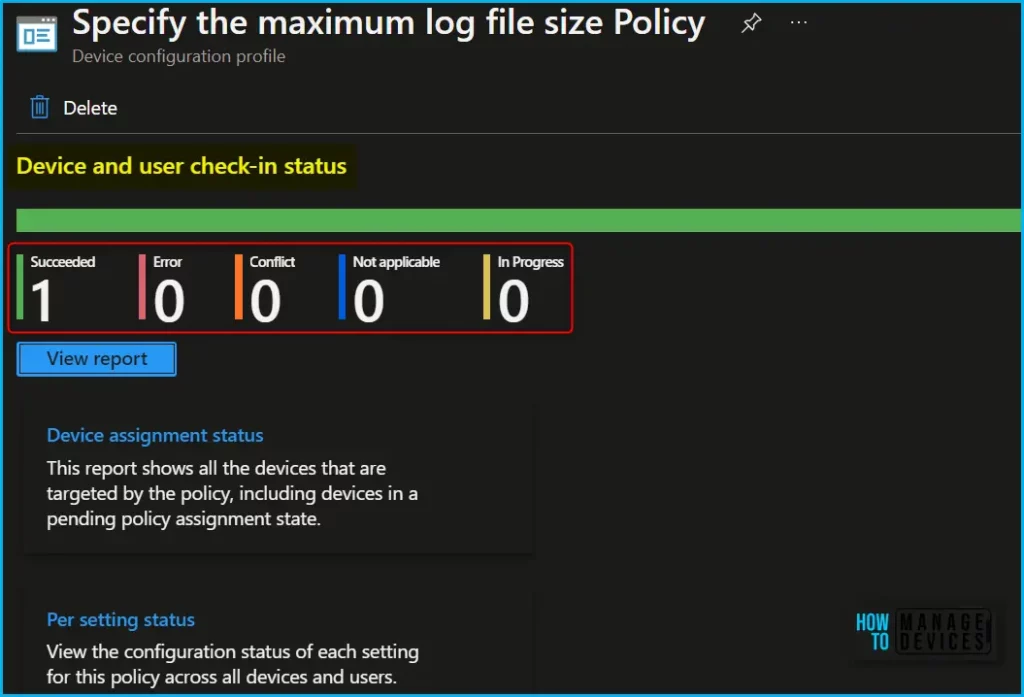 Device and user check-in status Intune report