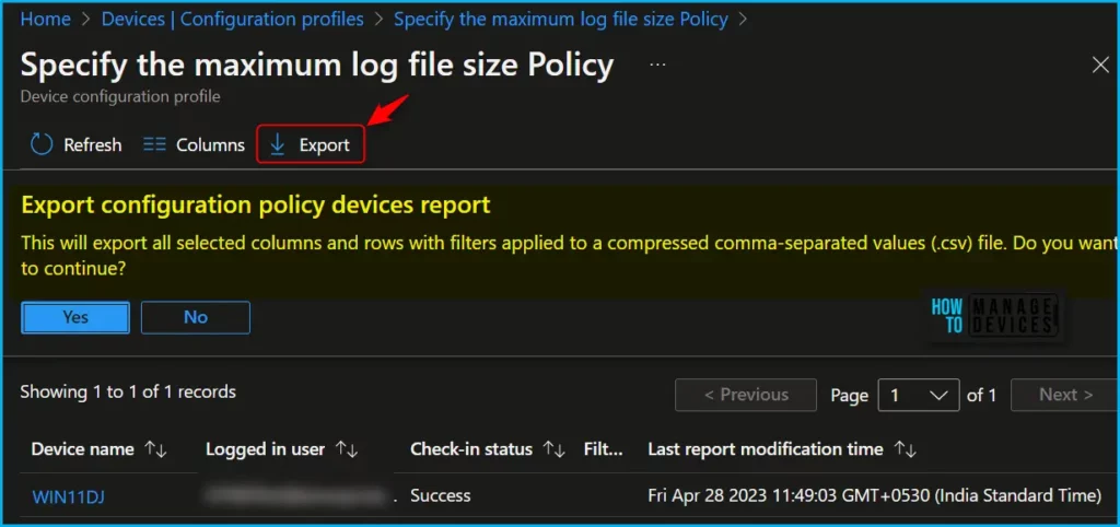 HTMD Newsletter from 15th to 19th May 2023 12 Intune Policy Device and User Check-in Status Report 15th to 19th May 2023 - Fig. 11