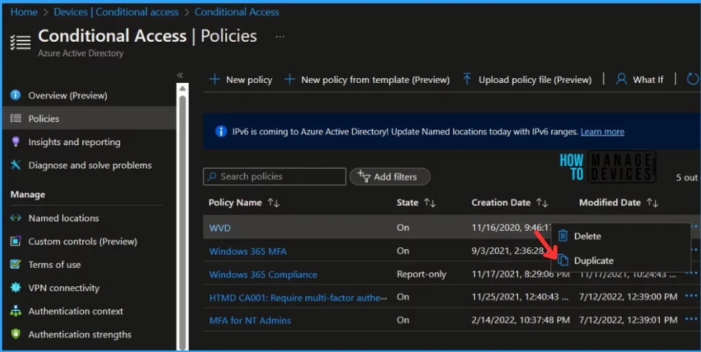 Duplicate Conditional Access Policy from Intune 1