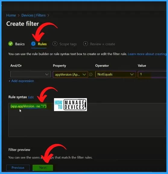 New Intune Managed Apps Filter Rules | Create Filter Rules Based on App Version - fig.3