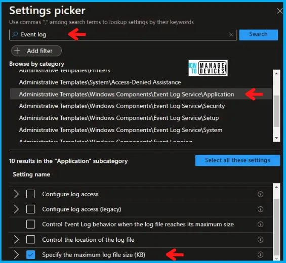 Specify the maximum log file size Policy Using Intune Fig.5