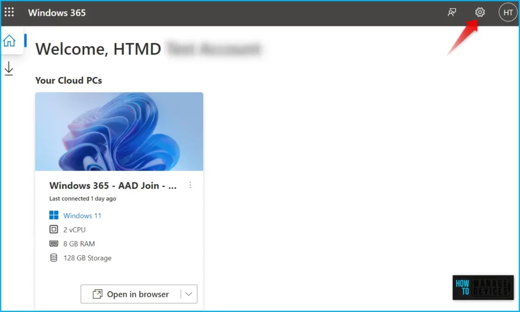 Power of Dark Mode on Windows 365 Cloud PC Web Portal Fig.1