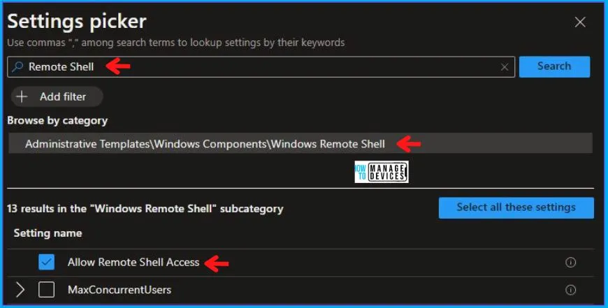 Allow Remote Shell Access Policy Using Intune Fig.5