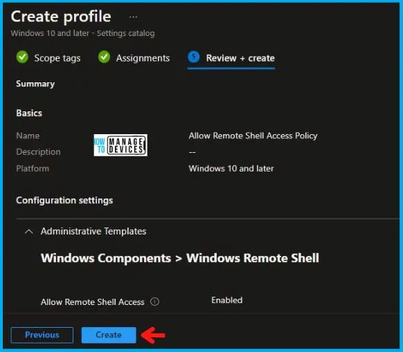 Allow Remote Shell Access Policy Using Intune Fig.8