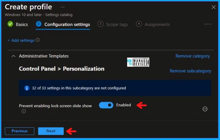 Disable Lock Screen Slide Show Policy Using Intune Fig.6