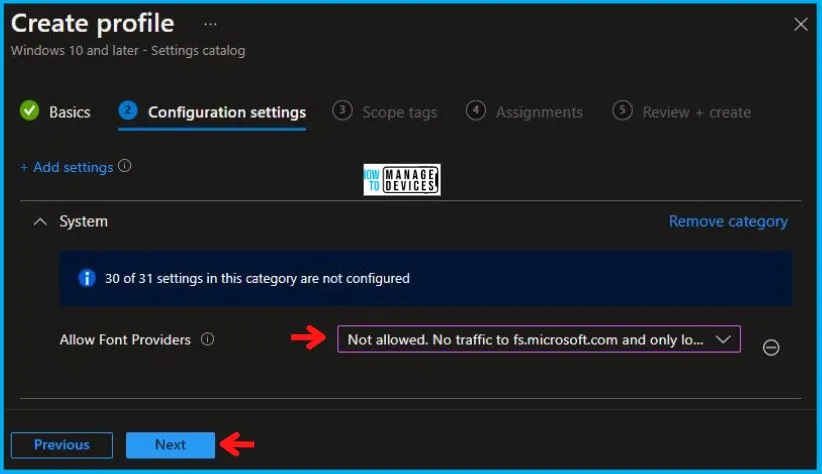 HTMD Newsletter from 19th to 23rd June 2023 12 How to Turn Off the Font Providers using Intune 19th to 23rd June 2023 Fig. 10