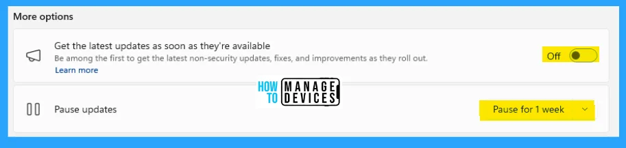 Options to Turn On or Off Get ME Up To Date Feature in Windows Updates - Fig. 4