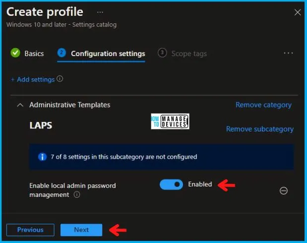 Setup New Windows LAPs using Intune Policies Local Admin Password Management Policy Fig. 6