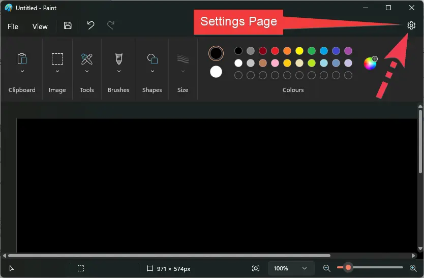 MS Paint Settings Page Enable MS Paint Dark Mode Fig.1