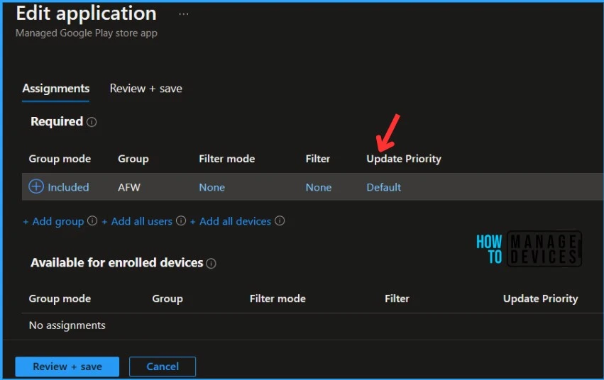 Manage App Update Priority for Android Managed Google Play App from Intune Fig.3