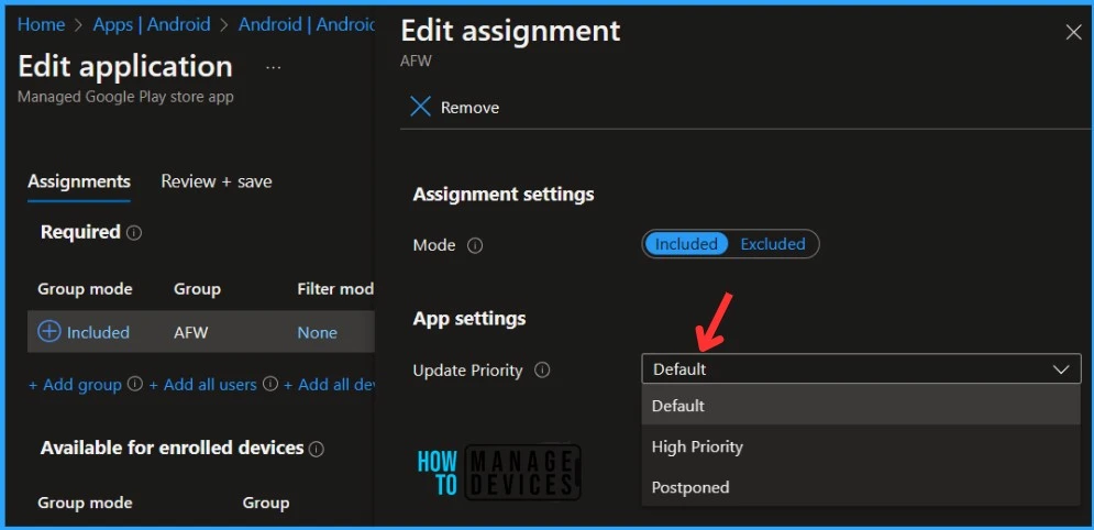Manage App Update Priority for Android Managed Google Play App from Intune Fig.4