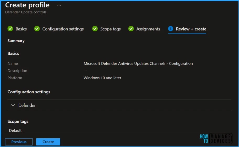 Manage Microsoft Defender Antivirus Updates using Intune Fig.3