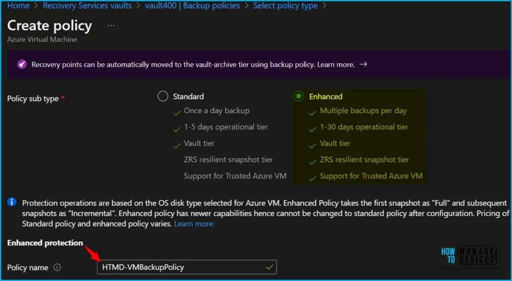 Enable Azure VMs Multiple Backups with Enhanced Policy Fig.3