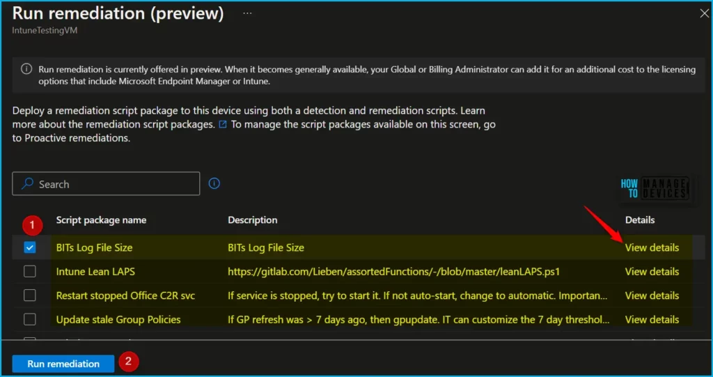 Run Remediation Script on-demand for Windows Devices using Intune Fig.3