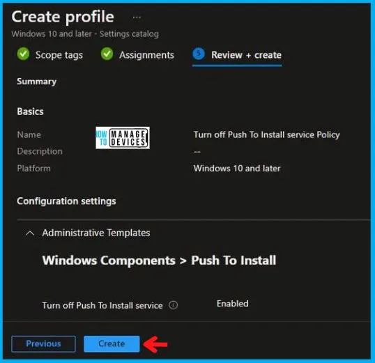 Turn off Push To Install service Policy Using Intune Fig.8