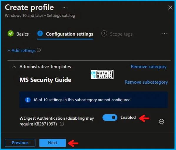 WDigest Authentication Policy Using Intune Fig.6