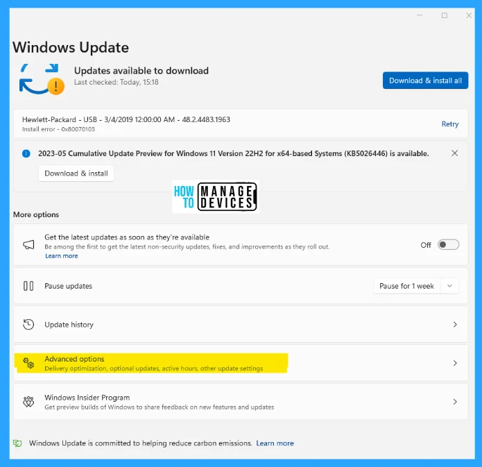Options to Turn On or Off Get ME Up To Date Feature in Windows Updates - Fig. 3