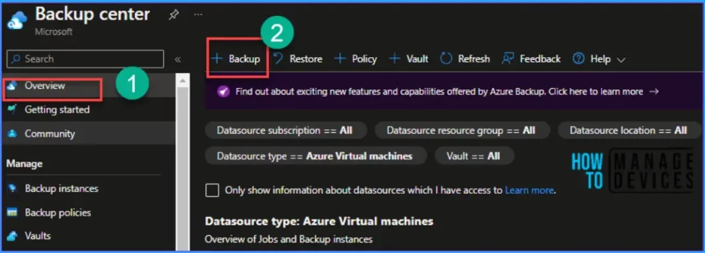 What is Azure Backup Center Fig. 5