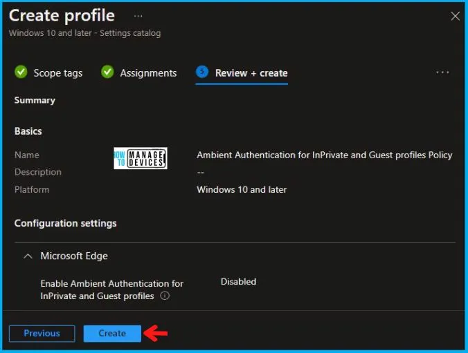 Ambient Authentication for InPrivate and Guest Profiles Policy Using Intune Fig.7