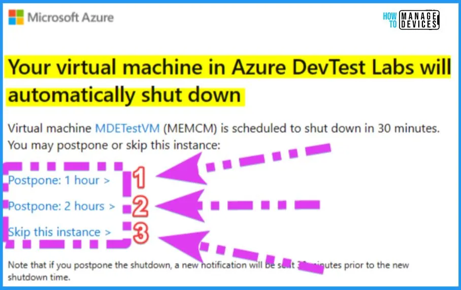 Postpone Auto Shutdown of Azure VM using Email Notification - fig.3