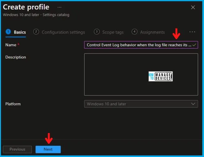 Control Event Log Behavior Using Intune Fig.3