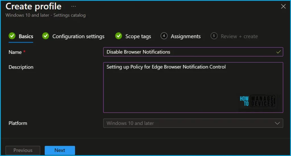 Disable Browser Notifications from Intune Fig.3