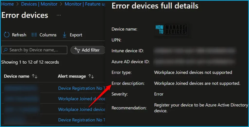 Windows Feature Update Failures Intune Report Fig.4