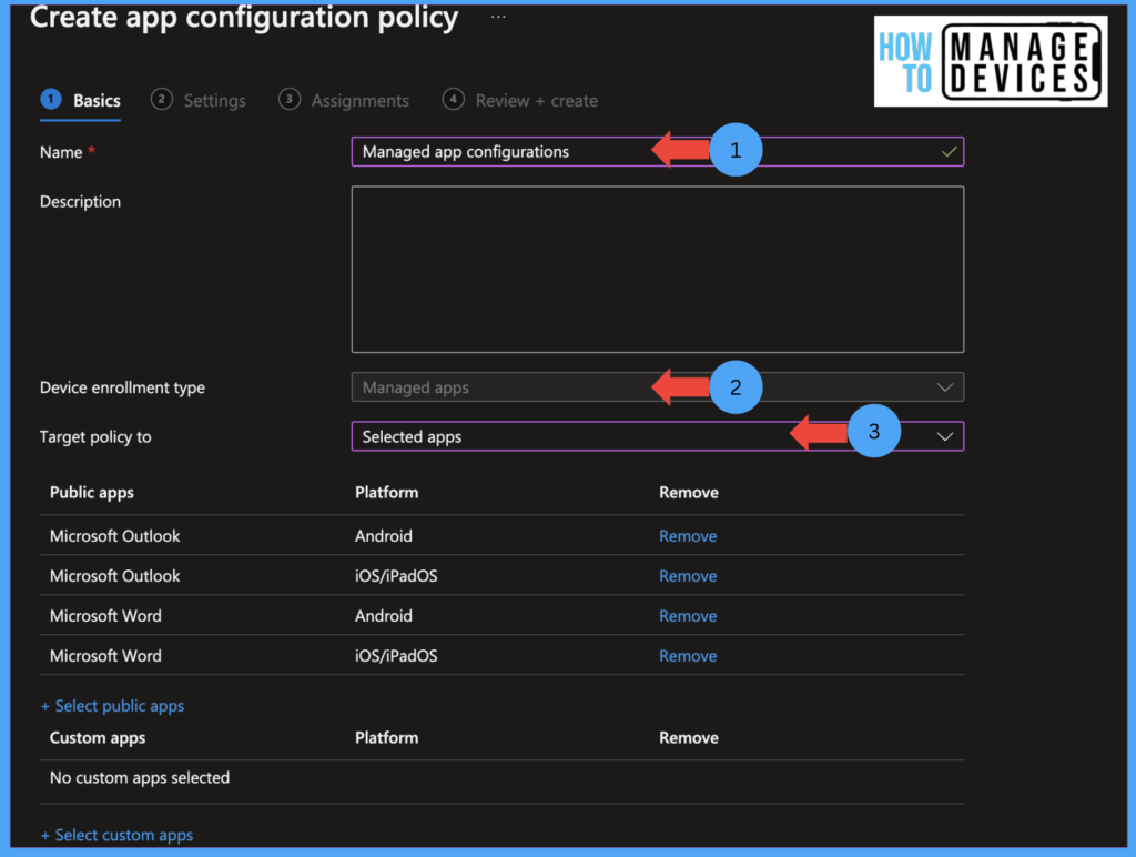 How to Create Application Configuration Policies for Managed Apps in Intune Fig: 2