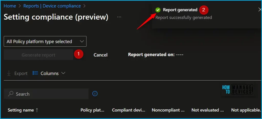 Intune Compliance Report for Device Settings Fig.3