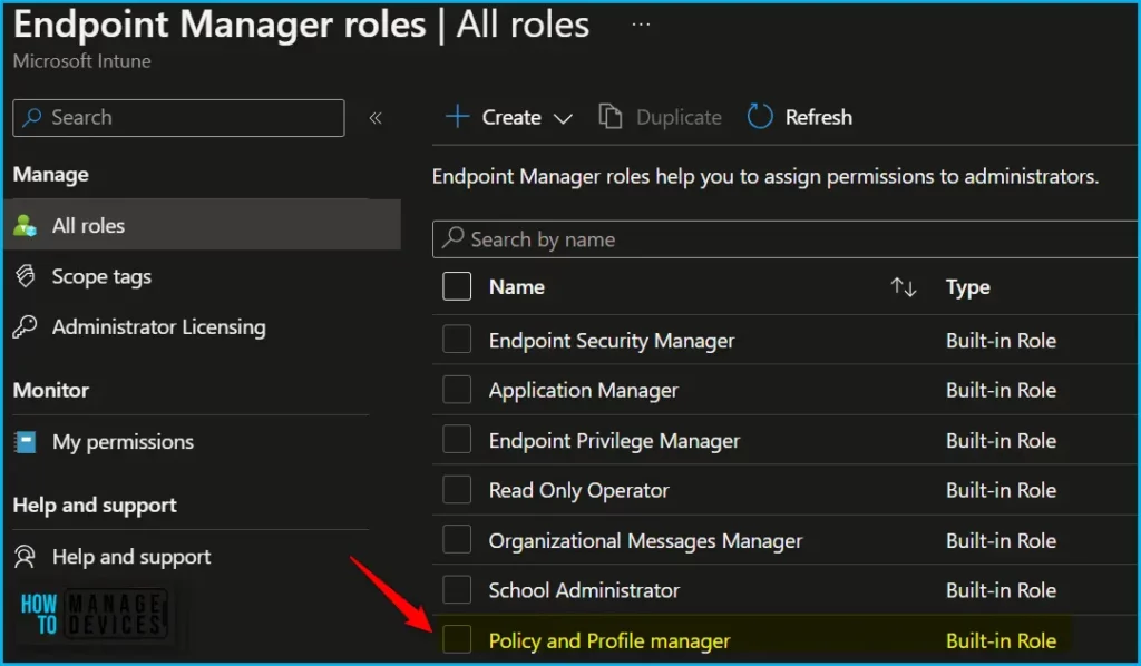 Intune RBAC Role for Windows Drivers Update Management Fig.2