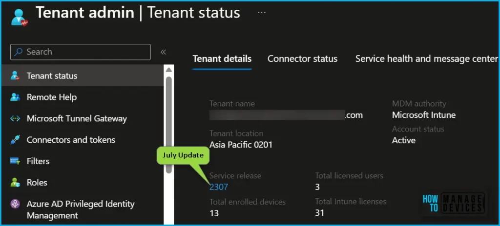 Intune Version Numbers -Service Release Numbers with Feature Details Fig.1