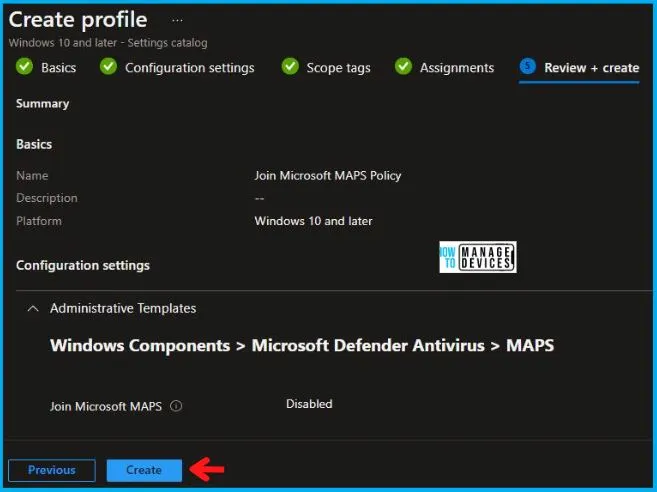 Join Microsoft MAPS Policy using Intune Fig. 8