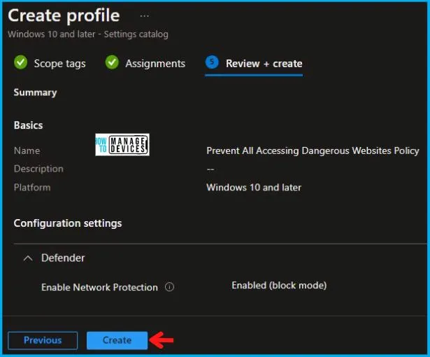 Prevent All Accessing Dangerous Websites Policy Using Intune Fig.7