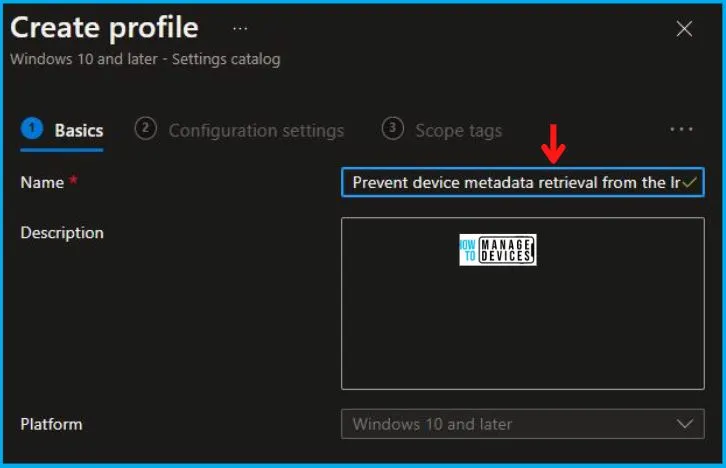 Prevent Device Metadata Retrieval from Internet Policy using Intune Fig.3