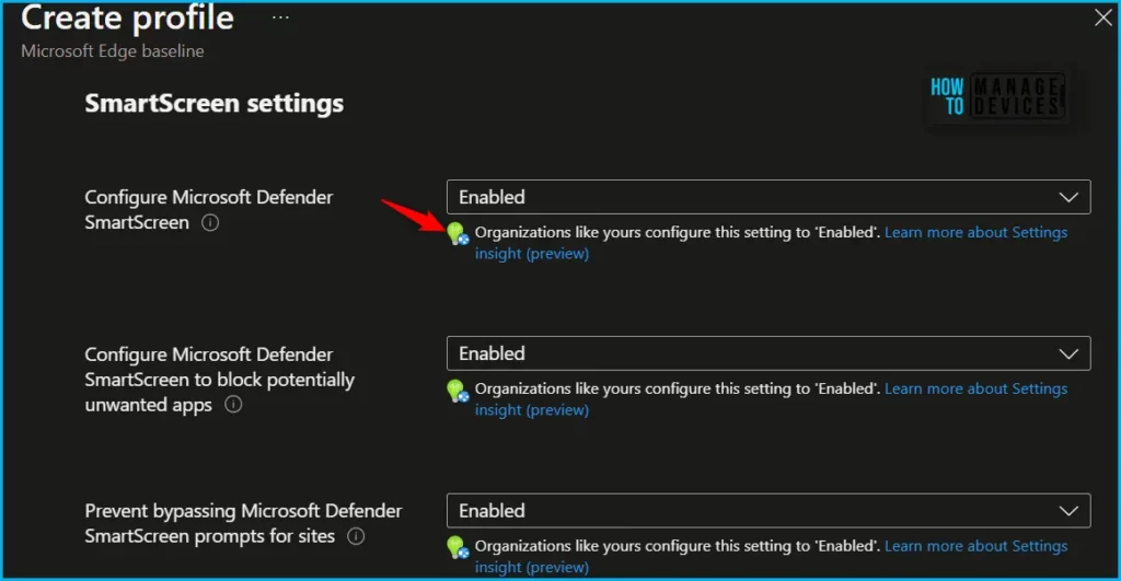 Get Settings Insight within Intune Security Baselines Fig.3