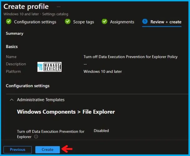 Turn off Data Execution Prevention for Explorer Using Intune Fig.8