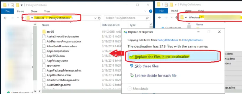 Copy ADMX ADML files from Windows 11 22H2 ADMX to Central Policy Store Fig.10