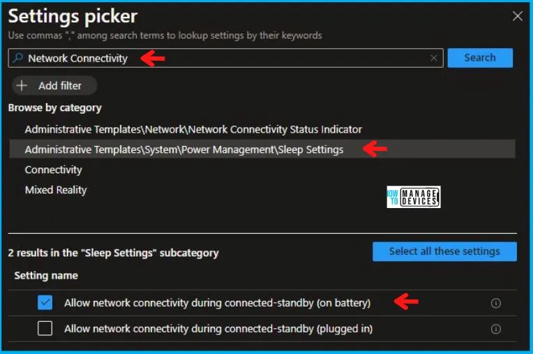 Allow Network Connectivity During Connected-Standby Policy Using Intune Fig.5