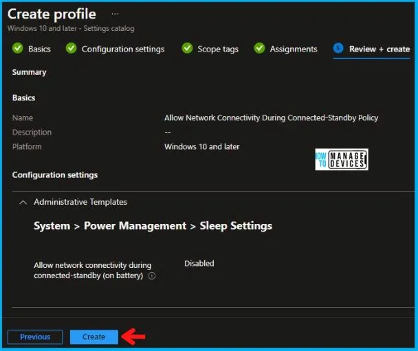 Allow Network Connectivity During Connected-Standby Policy Using Intune Fig.8