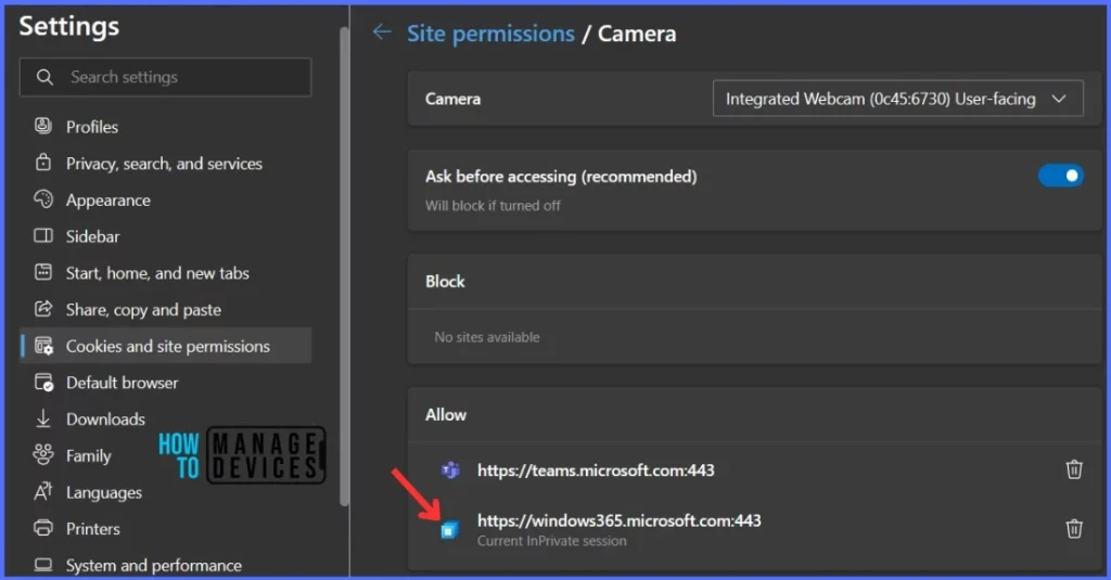 Allow Camera Access on Windows 365 Cloud PC Fig.6