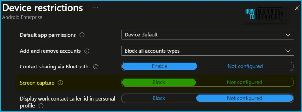 Block Screenshots for Android Devices using Intune Fig.3