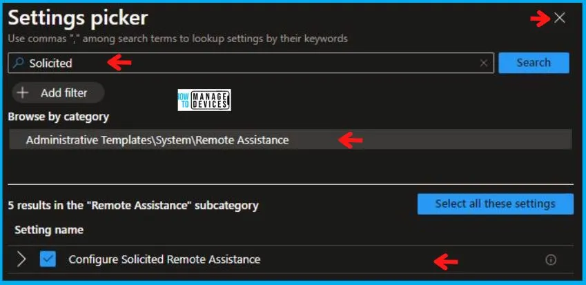 Configure Solicited Remote Assistance Policy using Intune Fig.5