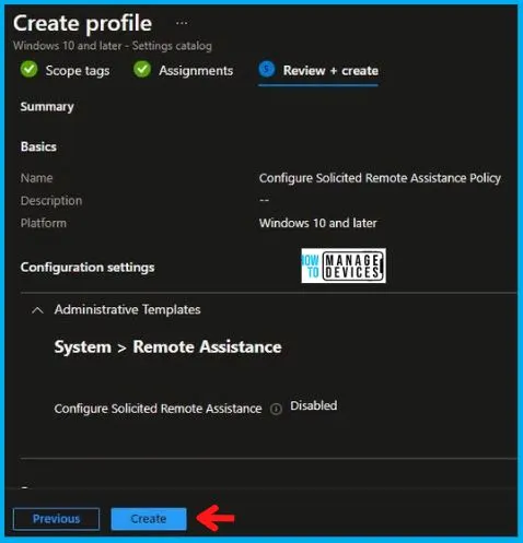 Configure Solicited Remote Assistance Policy using Intune Fig.8
