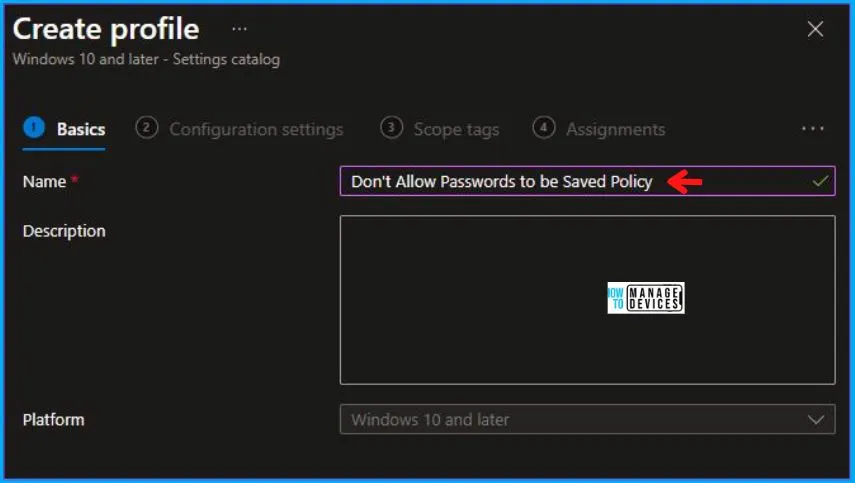 Don't Allow Passwords to be Saved Policy Using Intune Fig.2