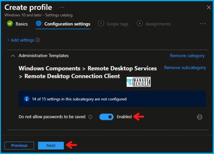 Don't Allow Passwords to be Saved Policy Using Intune Fig.5