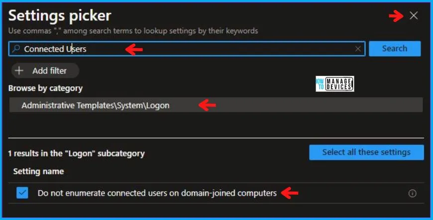 Don't Enumerate Connected Users on Domain-joined Computers Policy Using Intune Fig.4